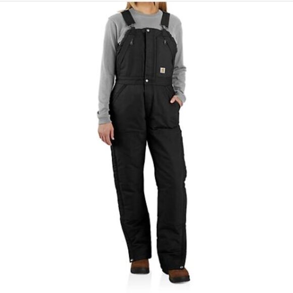 Carhartt Pants - Carhartt Washed Duck Insulated Biberalls, Black, Women's Large